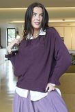 Conrad Batwing Ruffle Cuff Knit Aubergine